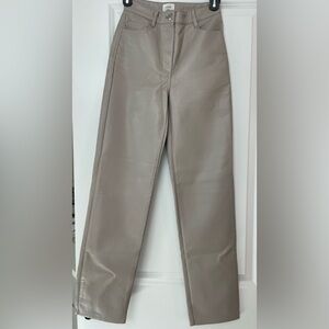 Aritzia Wilfred Taupe Faux Leather Pants